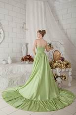 Strapless High Low Skirt Cathedral Spring Green Puffy Prom Gown