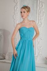 Cheap Sweetheart Cirss Cross A-line Skirt Blue Chiffon Prom Dress