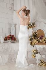Inexpensive Halter Zip Mermaid White Stain Petite Prom Dress
