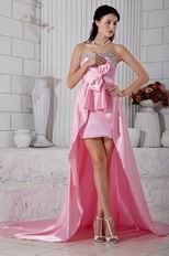 Unique Sweetheart Neck High Low Hemline Skirt Pink Prom Dress
