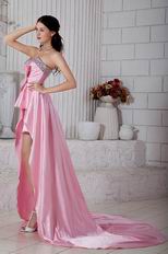 Unique Sweetheart Neck High Low Hemline Skirt Pink Prom Dress