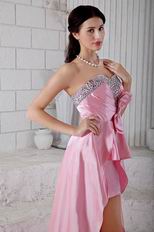 Unique Sweetheart Neck High Low Hemline Skirt Pink Prom Dress