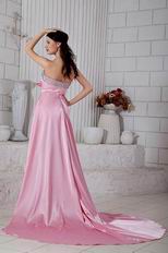 Unique Sweetheart Neck High Low Hemline Skirt Pink Prom Dress