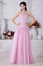 Beautiful Strapless Beaded A-line Pink Skirt Prom Dress Designer