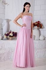 Beautiful Strapless Beaded A-line Pink Skirt Prom Dress Designer