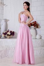 Beautiful Strapless Beaded A-line Pink Skirt Prom Dress Designer