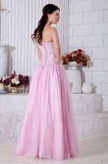 Beautiful Strapless Beaded A-line Pink Skirt Prom Dress Designer