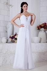 Sweetheart Ruched White Chiffon Prom Dress With Panel Train