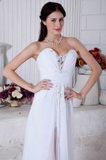 Sweetheart Ruched White Chiffon Prom Dress With Panel Train