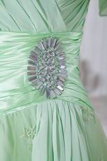 Top Designer V-Neck Skirt Light Green Chiffon Prom Dress With Lace