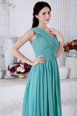 One Shoulder Other Side Zipper Turquoise Chiffon Prom Dress