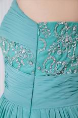 One Shoulder Other Side Zipper Turquoise Chiffon Prom Dress