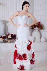 Custom Made White 3D Flowers Mermaid Prom Dress Good Shape Curve