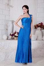 One Shoulder Floor Length Column Skirt Blue Prom Dress