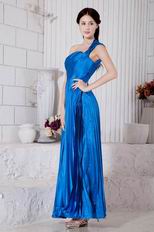 One Shoulder Floor Length Column Skirt Blue Prom Dress