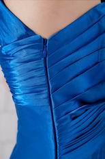One Shoulder Floor Length Column Skirt Blue Prom Dress