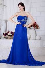 Side Zipper Blue La Femme Prom Dresses With Embroidery
