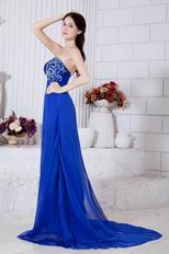 Side Zipper Blue La Femme Prom Dresses With Embroidery