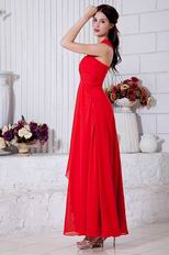 Terse One Shoulder A-line Ankle Length Skirt Dark Red Prom Dress