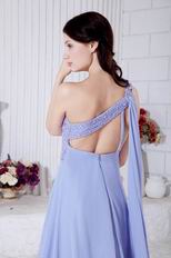 One Shoulder Beading A-line Lavender Chiffon Prom Dress With Split