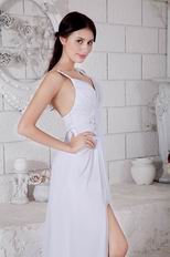 Elegant Long White Chiffon Formal Prom Dress With Side Split