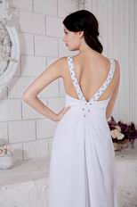 Elegant Long White Chiffon Formal Prom Dress With Side Split