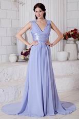 Not Expensive A-line Long Lavender Chiffon Skirt Prom Dress