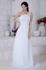 One Shoulder White Long Chiffon Skirt Prom Dress For Discount