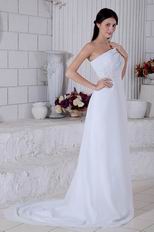 One Shoulder White Long Chiffon Skirt Prom Dress For Discount