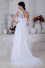 One Shoulder White Long Chiffon Skirt Prom Dress For Discount