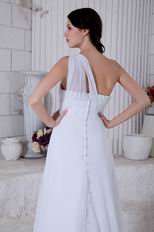 One Shoulder White Long Chiffon Skirt Prom Dress For Discount