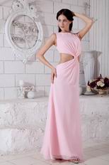 Inexpensive Jewel A-line Pink Chiffon Women Prom Dress