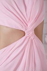 Inexpensive Jewel A-line Pink Chiffon Women Prom Dress