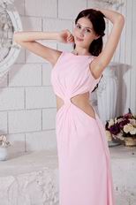 Inexpensive Jewel A-line Pink Chiffon Women Prom Dress