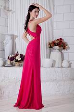 Cross Back V-Neck Empire Waist Deep Pink Chiffon Prom Dress