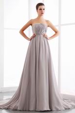 Top Seller Chapel Train Dark Gray Chiffon Formal Celebrity Dress