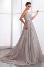 Top Seller Chapel Train Dark Gray Chiffon Formal Celebrity Dress