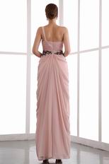 Not Expensive One Shoulder Light Coral Chiffon Prom Dress