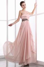 Not Expensive One Shoulder Light Coral Chiffon Prom Dress