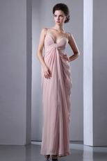 Spaghetti Straps Column Floor-Length Pearl Pink Skirt Prom Dress