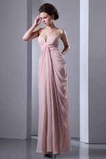 Spaghetti Straps Column Floor-Length Pearl Pink Skirt Prom Dress