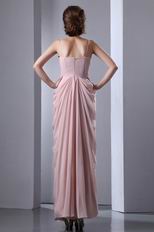 Spaghetti Straps Column Floor-Length Pearl Pink Skirt Prom Dress