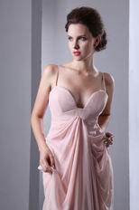 Spaghetti Straps Column Floor-Length Pearl Pink Skirt Prom Dress