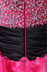 Ruffled High Low Skirt Hot Pink Prom Dress With Black Belt