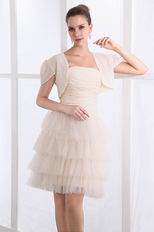 Cream Short Layers Chiffon Prom Dress With Chiffon Jacket