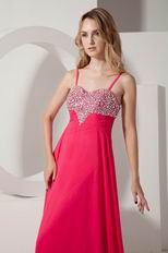 Beaded Spagetti Straps Deep Rose Pink Prom Dress For Sale Online