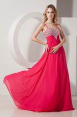 Beaded Spagetti Straps Deep Rose Pink Prom Dress For Sale Online