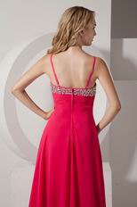 Beaded Spagetti Straps Deep Rose Pink Prom Dress For Sale Online