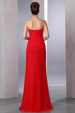 Different One Shoulder Beaded Sexy High Front Split Prom Dress