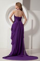 Unique Halter Appliques Purple Prom Party Dresses For Cheap